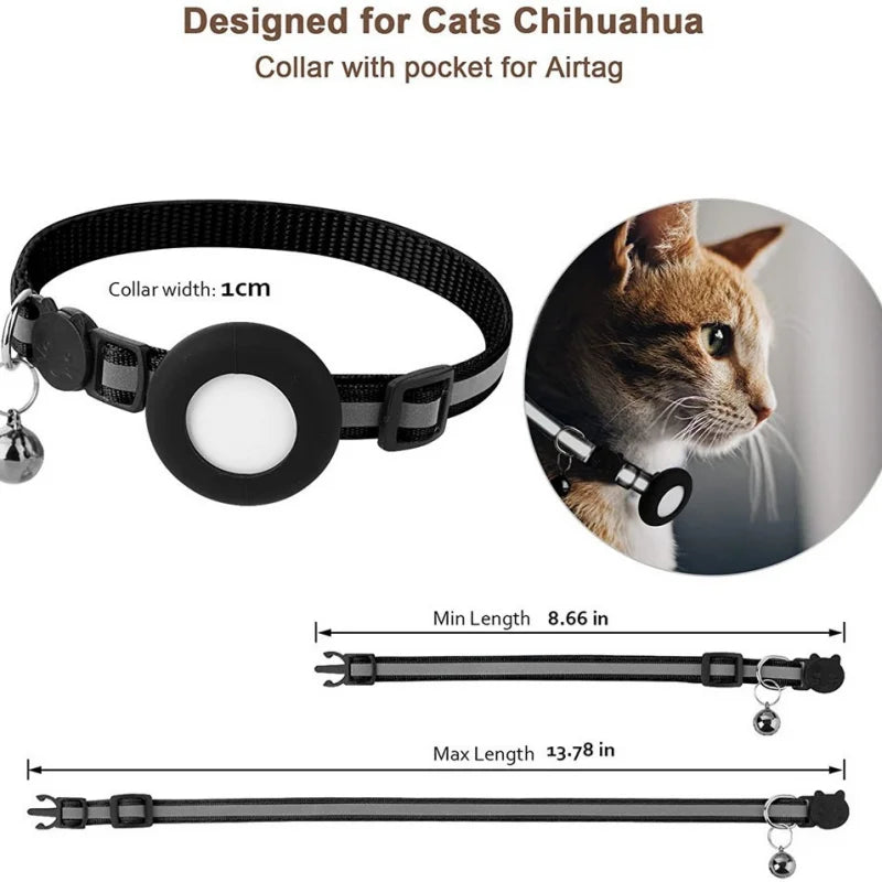 Airtag Cat/Dog Collar Pet Colored Reflective Collar Silicone anti Loss Pet Collar (Without Tracker)