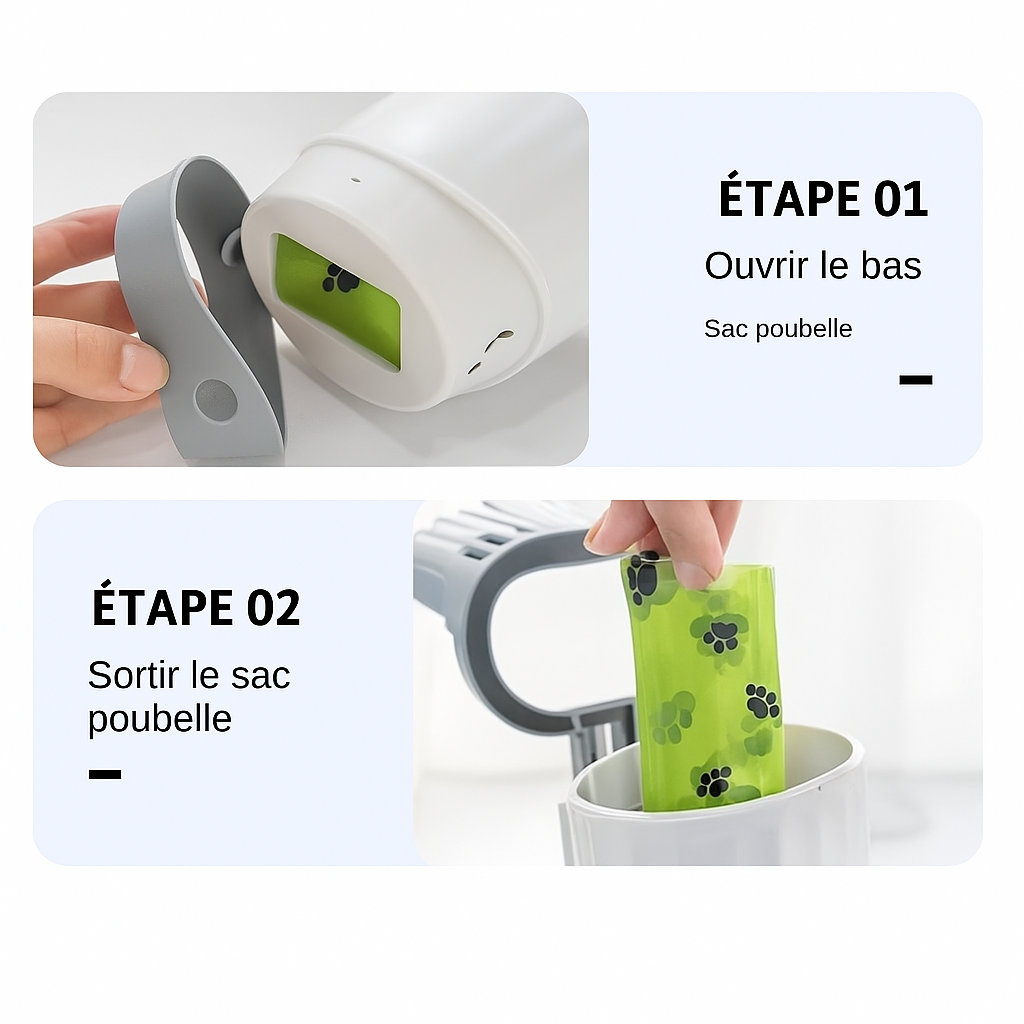 Pelle à litière avec support et sacs