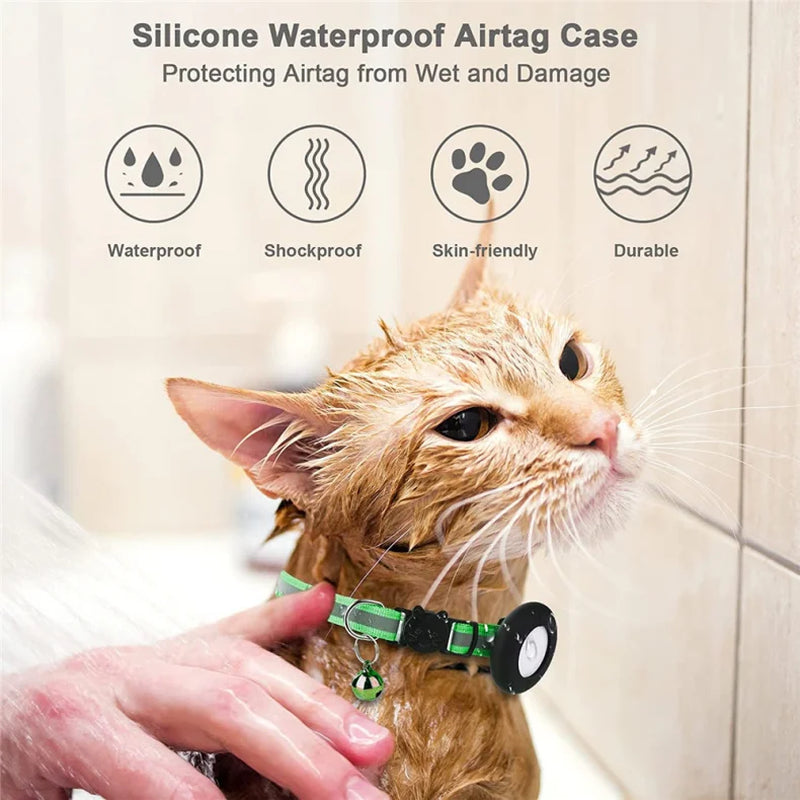 Airtag Cat/Dog Collar Pet Colored Reflective Collar Silicone anti Loss Pet Collar (Without Tracker)